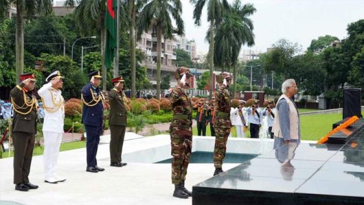 Placing Wreath of Chief Adviser at Shikha Anirban