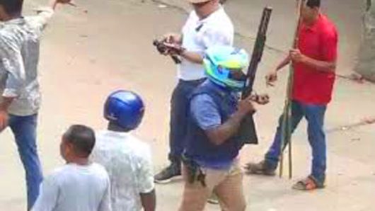 Mahbub, MP’s gunman, is shooting at the student-crowd movement in Habiganj, demanding arrest!