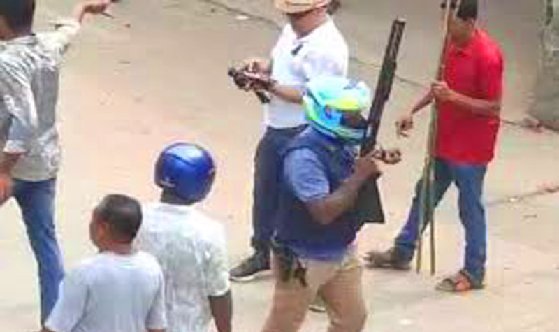 Mahbub, MP’s gunman, is shooting at the student-crowd movement in Habiganj, demanding arrest!