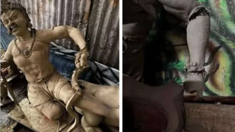 Idol vandalized at Shyampur Durga Puja Mandap in Bakerganj