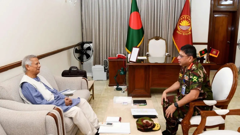 Chief advisor. The army chief met with Yunus