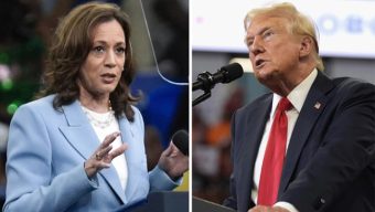 Kamala Harris and Donald Trump face each other in a fierce battle