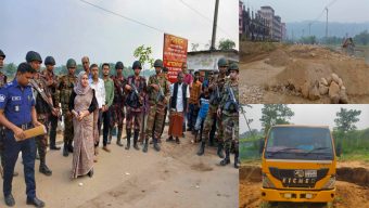 A large quantity of sand and stone seized in Jaintapur