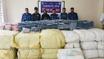 Two arrested with Indian goods worth around 5.3 million taka in Shayestaganj