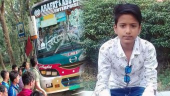 School student dies after being hit by bus while playing football on the road