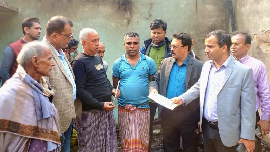 Financial assistance provided to families affected by fire in Srimangal