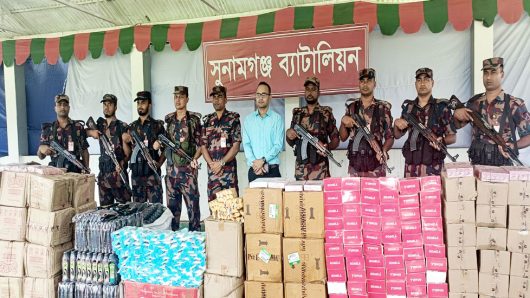 Indian goods worth Tk 4 million seized after searching a boat in the Surma River