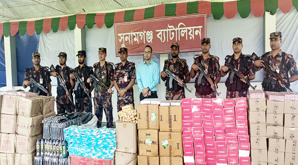 Indian goods worth Tk 4 million seized after searching a boat in the Surma River