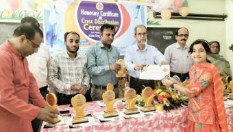 Crest and certificate distribution of Kids English Zone in Srimangal