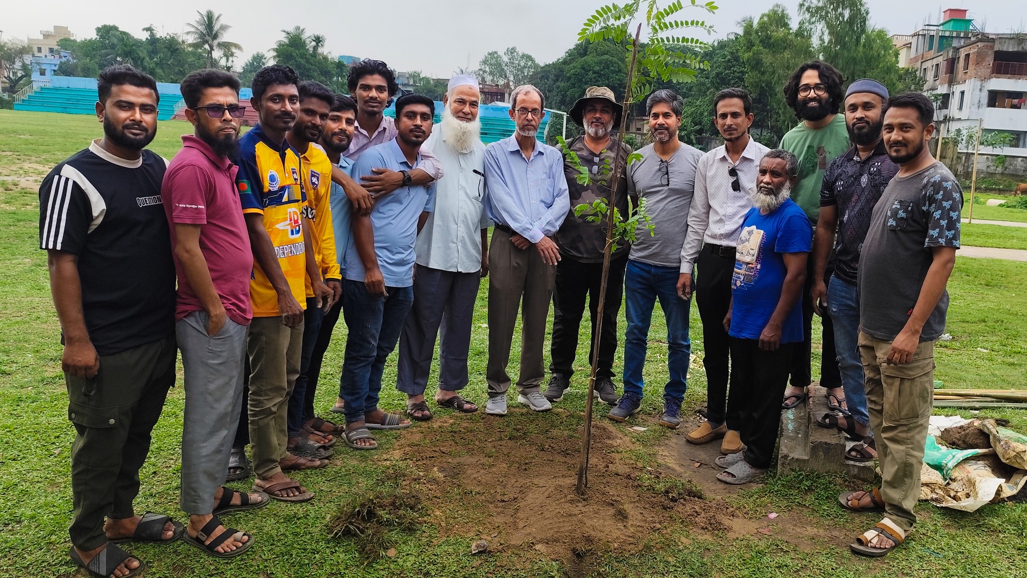 Nature lovers plant trees in different places in Srimangal