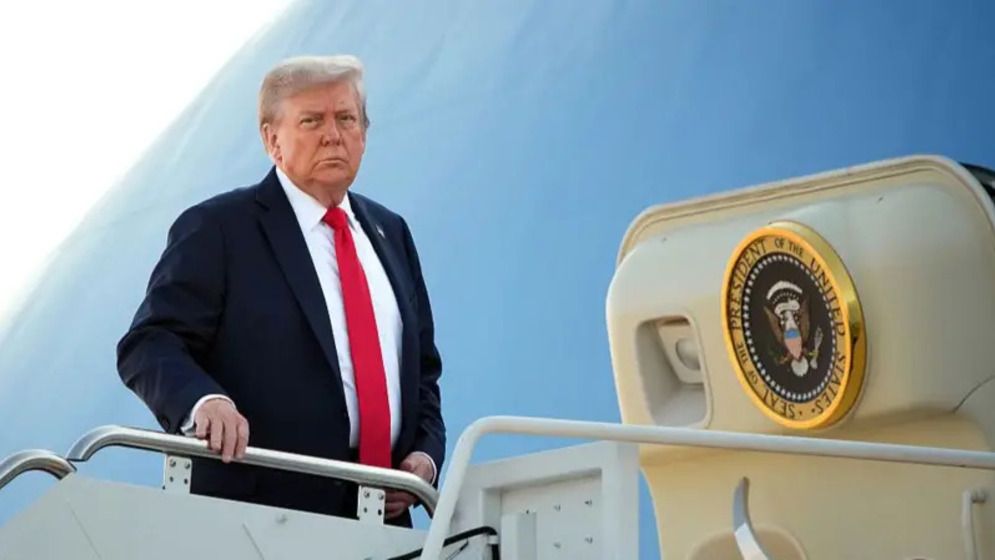 US President Donald Trump on the way to Anchorage